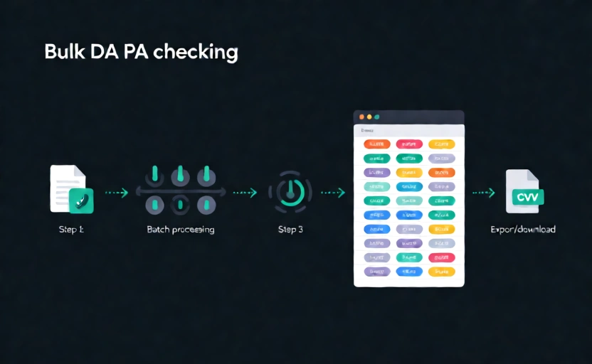 4-step process flow showing how to check DA PA in bulk for multiple domains